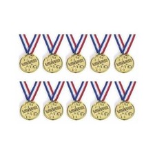 Gold Plastic Winners Medals Sports Day Party Bag Prize Awards Toys Kids Children