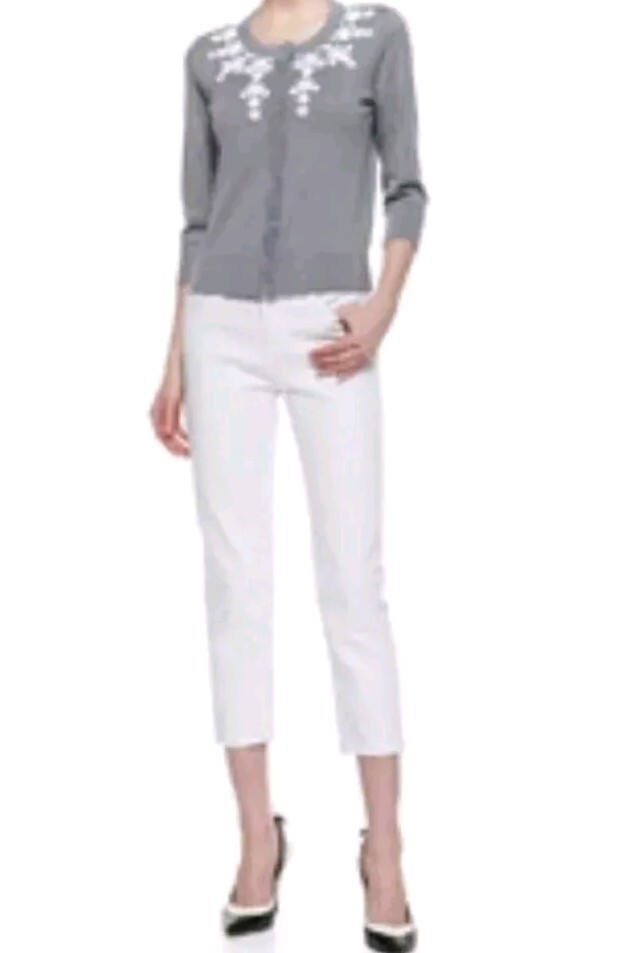 Kate Spade Women's Size 6 White Cropped Pants Side Zipper Closure #6