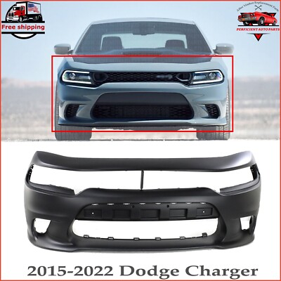 Front Bumper Cover Primed W/ Hood Scoop Model Plastic For 2015-22 Dodge Charger