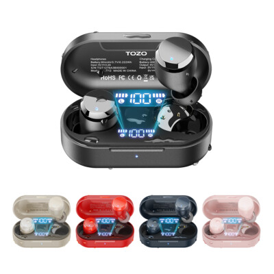 TOZO T12 Mini Bluetooth Wireless Earbuds Waterproof w/ LED Digital Display Case