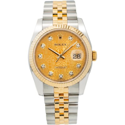 Rolex Datejust 36mm Champagne Diamond Dial Two-Tone Jubilee - 116233