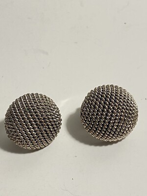 Vintage silver Tone microphone Mesh Metal Clip on Earrings music,DJ,mike rare