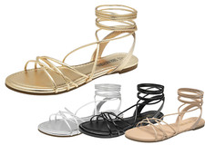 Women Lightweight Lace Up Strappy Flat Sandals Open Toe Dress Shoes
