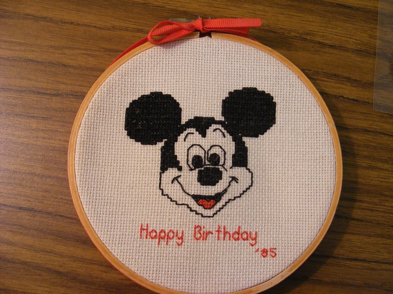 Disney Mickey Mouse Handmade Needlepoint Birthday ‘85