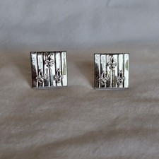Vintage Signed Swank Silver Tone Cufflinks Fleur De Lis Saints