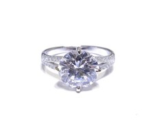 Ladies .925 Silver W/ Big Brilliant Round Cut Cubic Zirconia Fancy Ring 3.6g