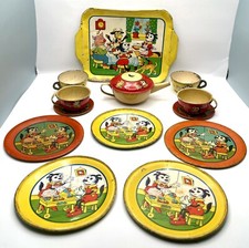 J Chein  Co. Disney  s Krazy Kat Litho Tin Tea Set 13 Pc. Teapot CC 