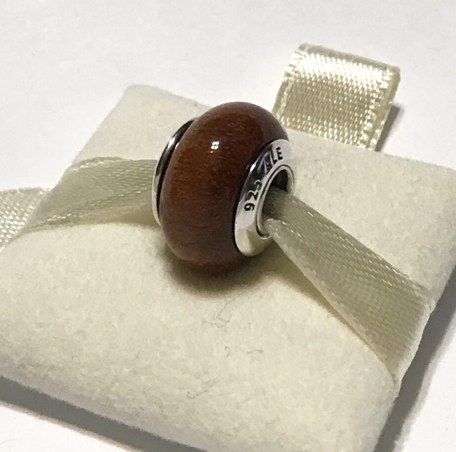 Pandora Madera Dije Muiracatiara Marrón Plata 925 ALE 790702+ Caja Auténtica Foto 3 de 4