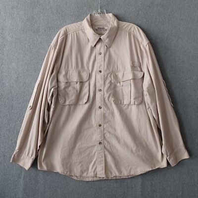 Wrangler Western Shirt Mens XL Biege Long Sleeve Button Down Workwear Shirt