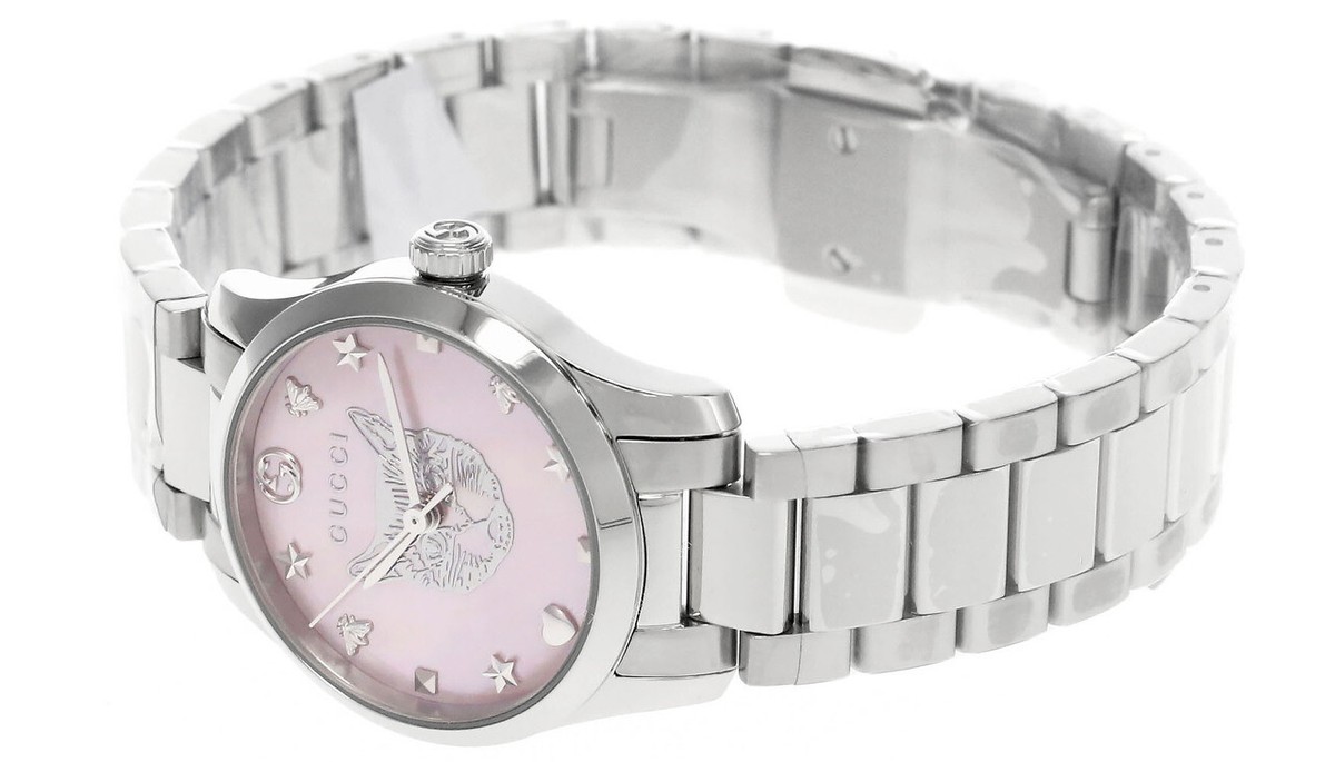 GUCCI G-Timeless 27MM Stainless Pink MOP Dial Women