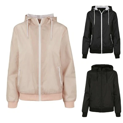 BUILD YOUR BRAND Damen Windjacke Windrunner Wind Jacke Kontrast / Mehrfarbig mit Kapuze XS - 5XL