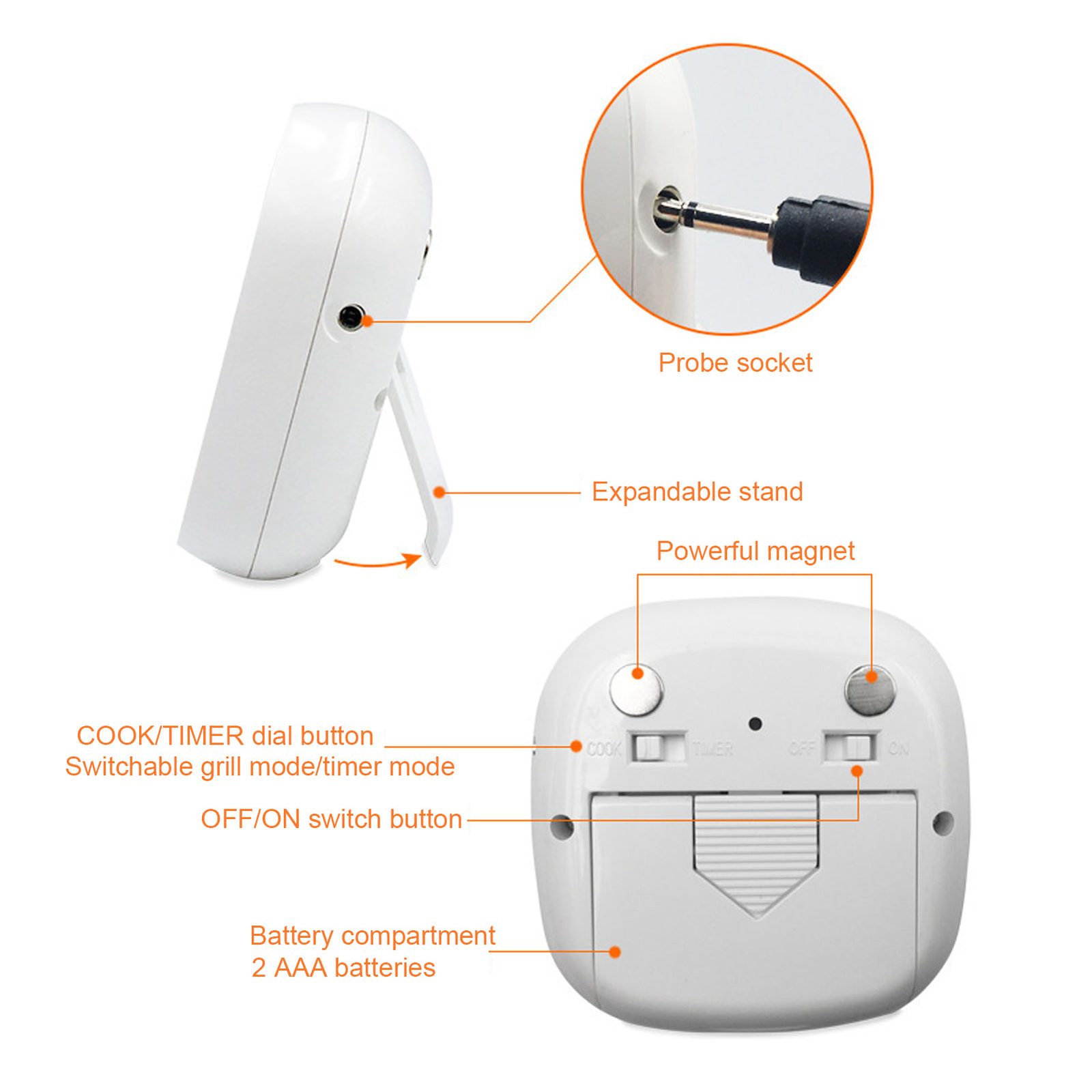 Meat Thermometer Digital LED Display Multifunctional Kitchen Oven Thermometer-image