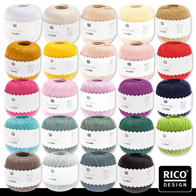 Rico Design 50 g Essentials Crochet Häkelgarn Baumwolle Amigurumi 24 Farben