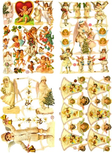 Glanzbilder Weihnachtliche Engel Motiv Set aus 4 verschiedenen Oblaten - Bild 1 von 5