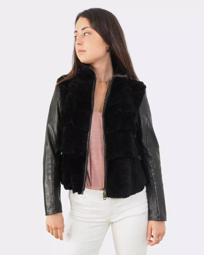 Emporio Armani Shearling Leather Jacket RRP 1500 UK8 US6 IT40