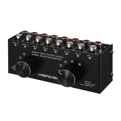 6 in 2 out RCA 2-Way Audio Signal Selector Switcher Splitter Distributor P8A3