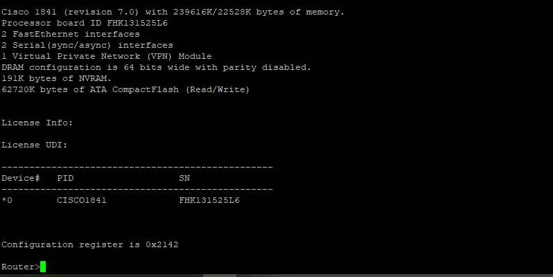 Cisco 1841 CISCO1841-T1 2-Port Integrated Services Router WIC-2T - Image 2 of 4