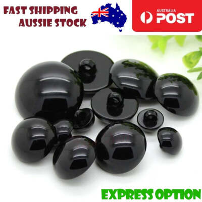100pcs 9mm-25mm Buttons Round Mushroom Domed Sewing Shank Loop Black DIY Animal