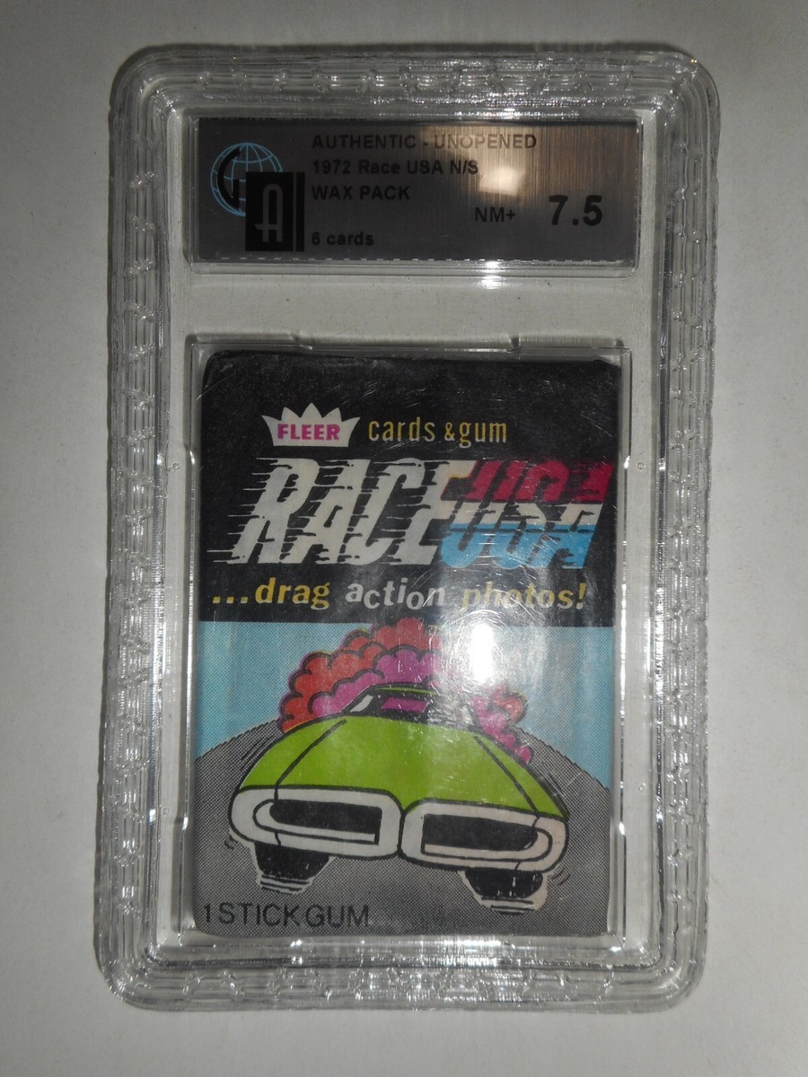 1972 RACE USA CARD WAX PACK FLEER *GAI GRADED 7.5