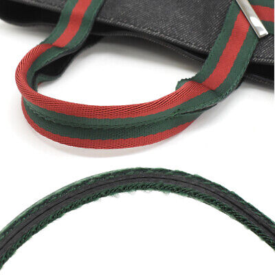 Gucci Mini Tote Bag Handbag 73984 Denim Web Stripe Sherry Gucci Mini Tote Bag Handbag 73984 Denim Web Stripe Sherry