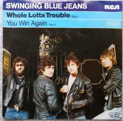 7''  SWINGING BLUE JEANS -  WHOLE LOTTA TROUBLE **   D 1980  * * *   VG++ /  EX