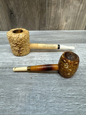 2 Vintage Corn Cob, Smoking Pipes, 1 Advertising, 1 Hershel & Bendheim Made USA