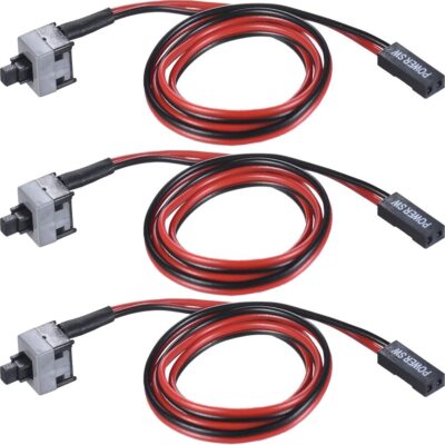 3-Pack 2-Pin SW ATX Power Cable with Push Button 50cm Desktop Power Switch