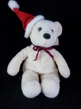 Russ Berrie  Co White Christmas Santa Claus Hat Plush Bear