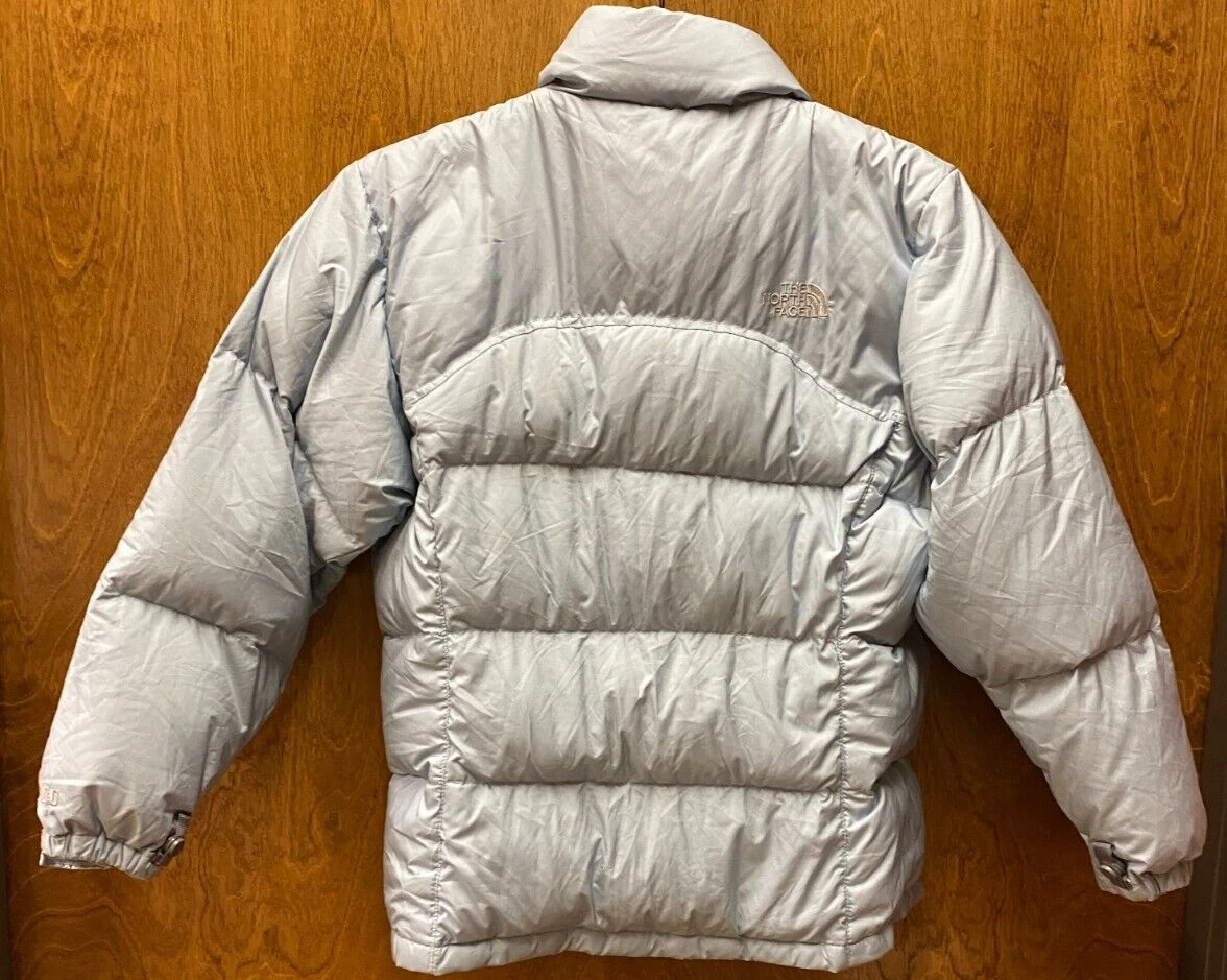 Girl s The North Face sky blue puffy snow jacket.Size M. Prev. Owned. No Hood