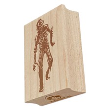 Creepy Scary Zombie Shambling Halloween Monster Undead Rectangle Rubber Stamp