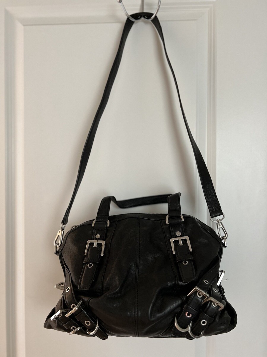Michael Kors Milo Black Leather Satchel Handbag | eBay