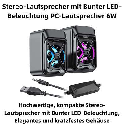 P12C PC Altoparlanti Stereo Con Bunter LED Illuminazione 6W USB - Foto 11