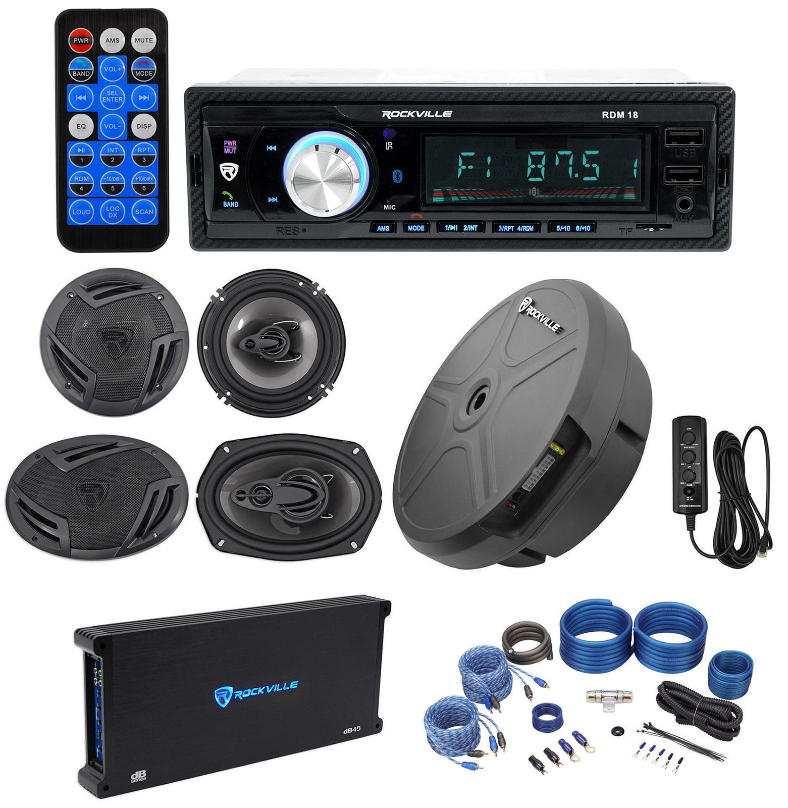 Bluetooth-приемник Rockville Автомобильные колонки 656x9 Усилитель Скрытый разъем для запасного колеса 74690₽