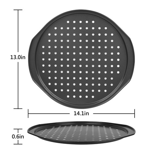 2 Pack Non-Stick Pizza Pan 12 Inch Carbon Steel Pizza Tray With Holes Round P... - Picture 2 of 8