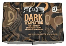 Unilever AXE DARK TEMPTATION Bar Soap 4x3.7 Oz Pack Dark Chocolate Scent
