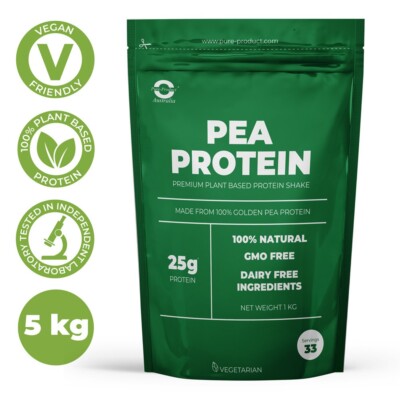 5KG PURE PEA PROTEIN ISOLATE - UNFLAVOURED -FRENCH PEA PROTEIN POWDER 
