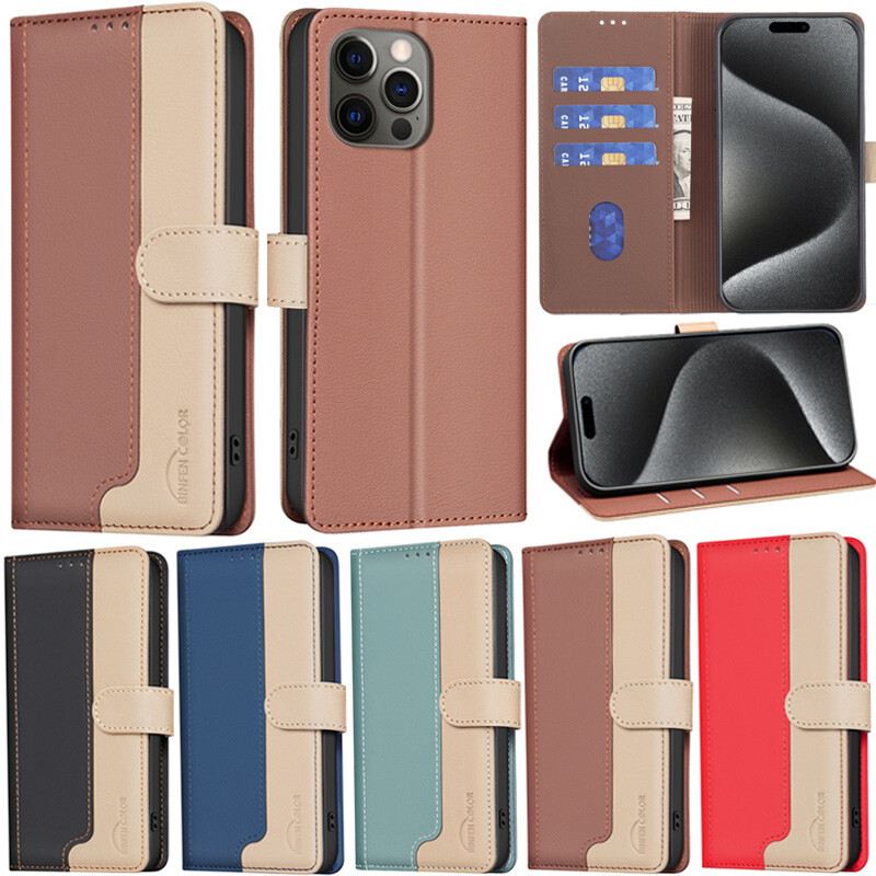 Splice Wallet Flip Cover Case For iPhone 16 15 14 13 12 11 SE4 XR Xs Max 7 8Plus
