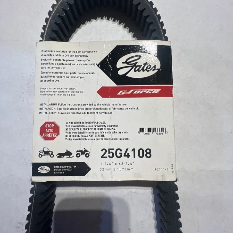 Gates G-Force Drive Belt For Polaris General Ranger XP 1000 Part #25G4108 - Image 3 of 3