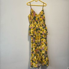 FARM Rio | NWT Fresh Lemons Ruffle Midi Dress Size L