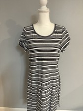 T by Talbots Striped Black and White Dress 100% Cotton in Size MP
