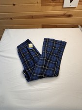 Cuddl Duds Pajamas Boys Size 14 Blue Plaid Flannel Elastic Waist PJ Pants