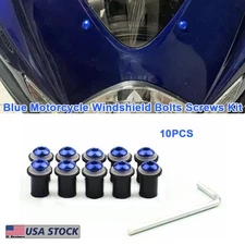 10X Motorcycle M5 x 15mm CNC Windscreen Windshield Screw Bolts Nuts Fastener Kit