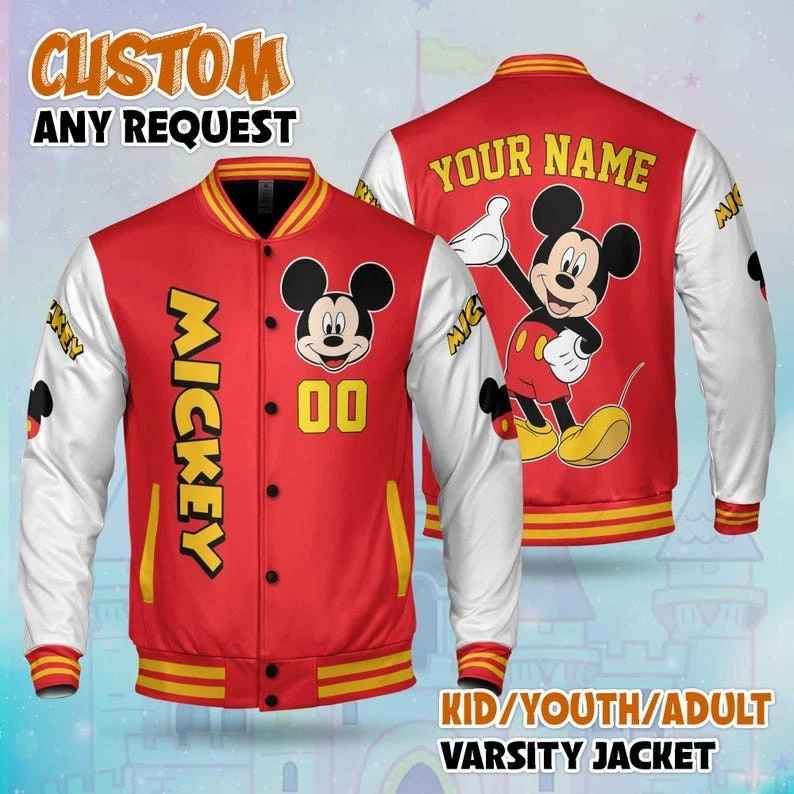 Personalized Cute Mickey Mouse  Christmas Gift Baseball Jacket