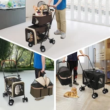 4 Wheels Dog & Cat Stroller,Foldable Pet Stroller for Small & Medium Dogs,light 