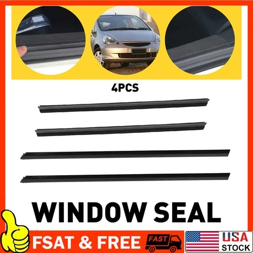 4pcs Door Weather Belt Strip Molding Seal For Honda Fit Jazz 2008 2009 2010-2013
