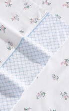 Laura Ashley  FULL  Harperette Blue  100 Percale Cotton  4 Pc. Sheet Set