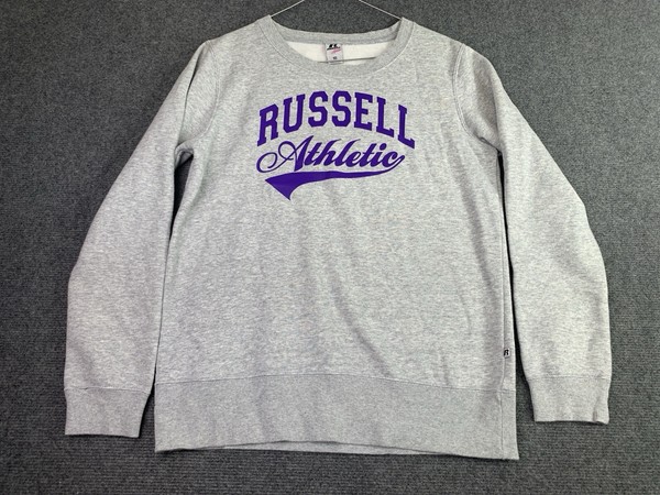 Russell Athletic Sweatshirt Women's Size 10 Grey Fleece Crew Long Sleeve Jumper