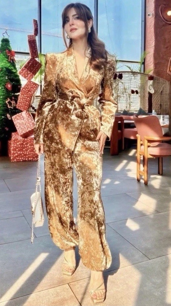 ZARA FW25 VELVET METALLIC THREAD Blazer & TROUSERS GOLDEN XS-XL CO