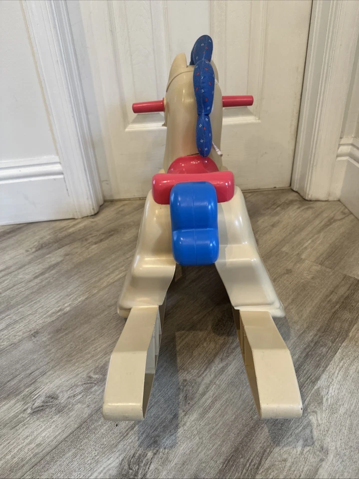 Vintage 1988 Fisher Price cavalo de balanço pônei brinquedo infantil anos 90 - Imagem 4 de 4