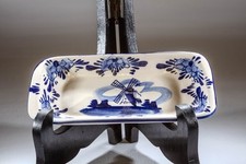 Antique Delft Blue Porcelain Mini Tray Hand Painted Dutch Ceramic Plate Vintage